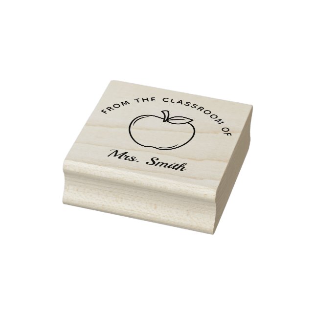 Personalized Teacher Stamp with Apple (Stamp)
