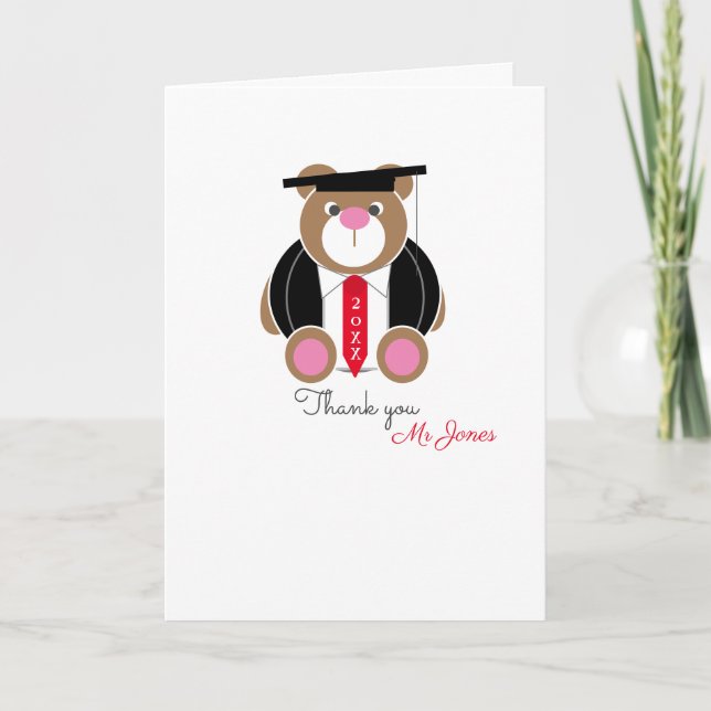 Personalized teacher teddy bear thank you card (Front)