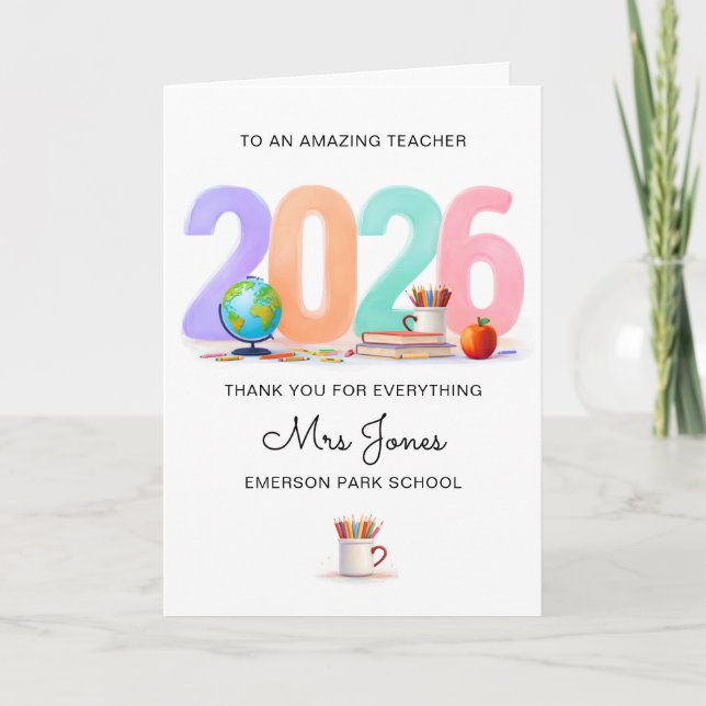 Personalized Teacher Thank You Card 2026 (Front)