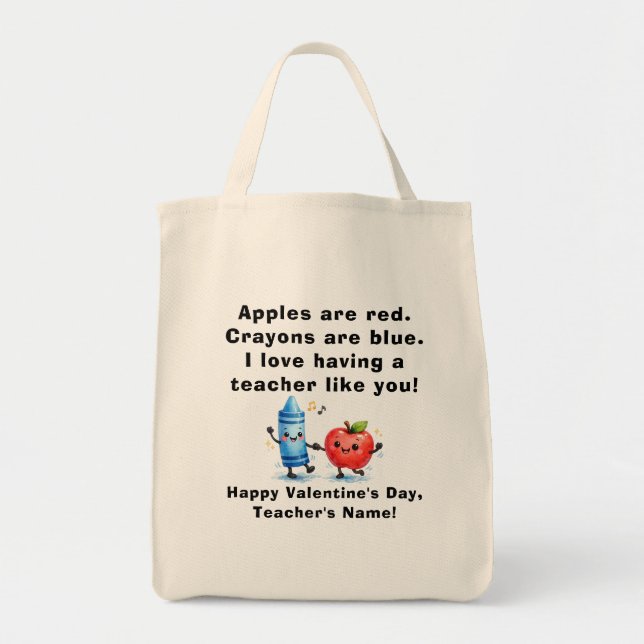 Personalized Teacher Valentine Tote Bag (Front)