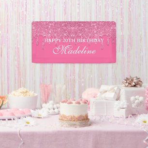 Personalized Teal Dripping Glitter Birthday Banner