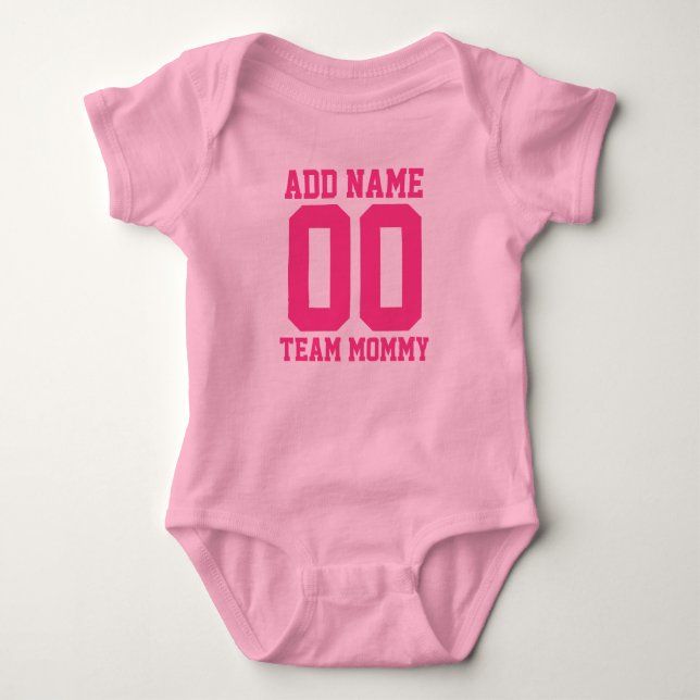 Personalized Team Mommy with Number Baby Bodysuit (Front)