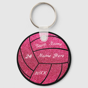 Personalized team name Pink glitter volleyball    Key Ring