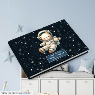 Personalized Teddy Bear Astronaut Boy Baby Shower  Guest Book