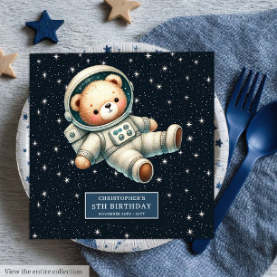 Personalized Teddy Bear Astronaut Napkins for Boys