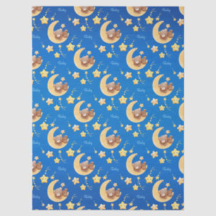 Personalized Teddy Bear Moon Baby Shower Tissue Paper