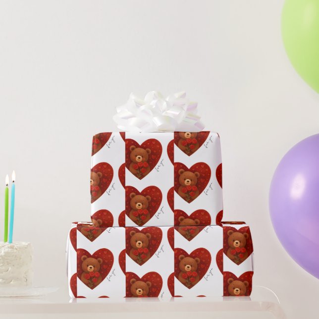 Personalized Teddy Bear Wrapping Paper for Someone (Party Gifts)
