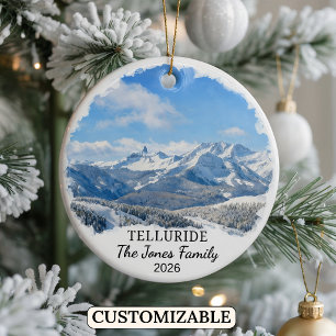 Personalized Telluride Ornament, Custom Colorado Ceramic Tree Decoration