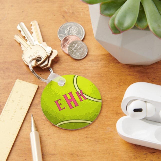 Personalized Tennis Ball Keychain with Initials (Desk)