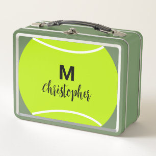 Personalized Tennis Monogram Initial Name Metal Lunch Box