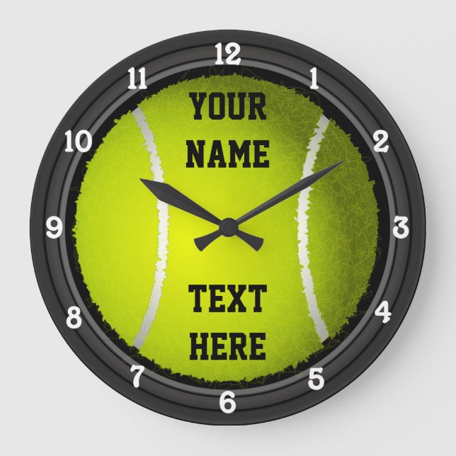 Personalized Tennis Name and Text Large Clock (Front)