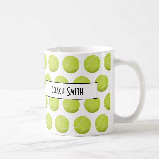 Personalized Tennis Pattern Coach Gift Coffee Mug (Right)
