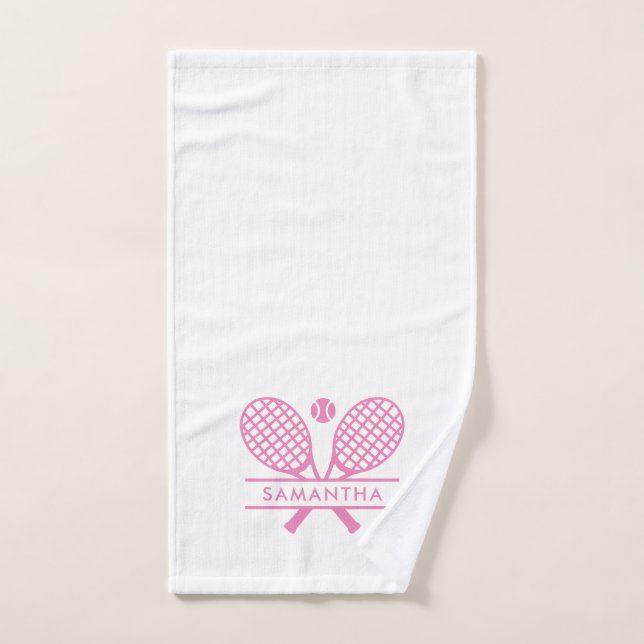 Personalized Tennis Rackets Motif Club Team Swag Hand Towel (Hand Towel)