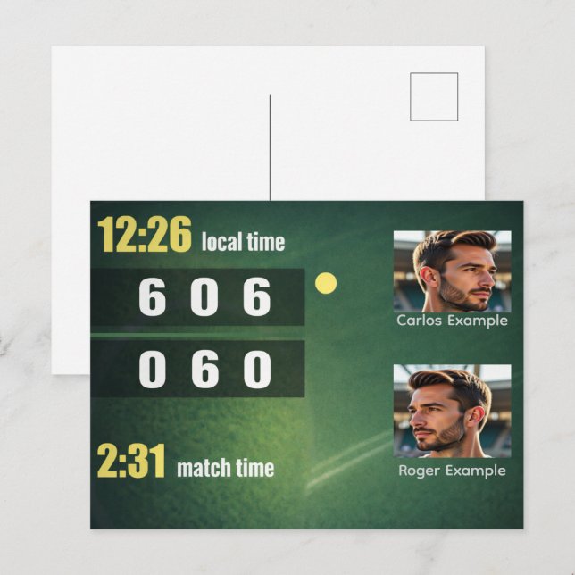 Personalized Tennis Scoreboard – Custom Match Postcard (Front/Back)