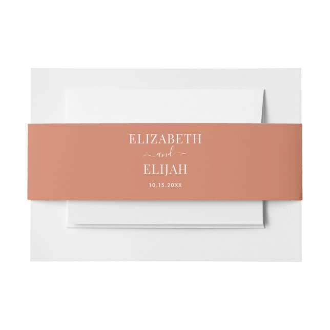 Personalized Terracotta Autumn Fall Wedding Invitation Belly Band (Front Example)