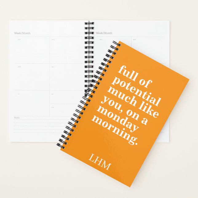 PERSONALIZED TEXT AND NAME INITIAL MONDAY MORNING PLANNER (Display)