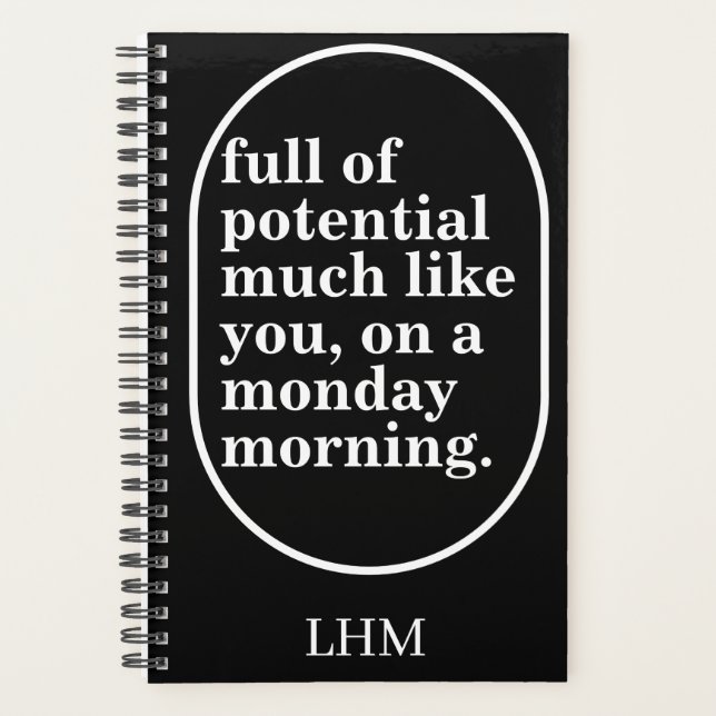 PERSONALIZED TEXT AND NAME INITIAL MONDAY MORNING PLANNER (Front)
