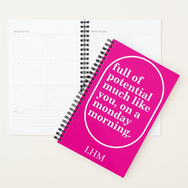 PERSONALIZED TEXT AND NAME INITIAL MONDAY MORNING PLANNER (Display)