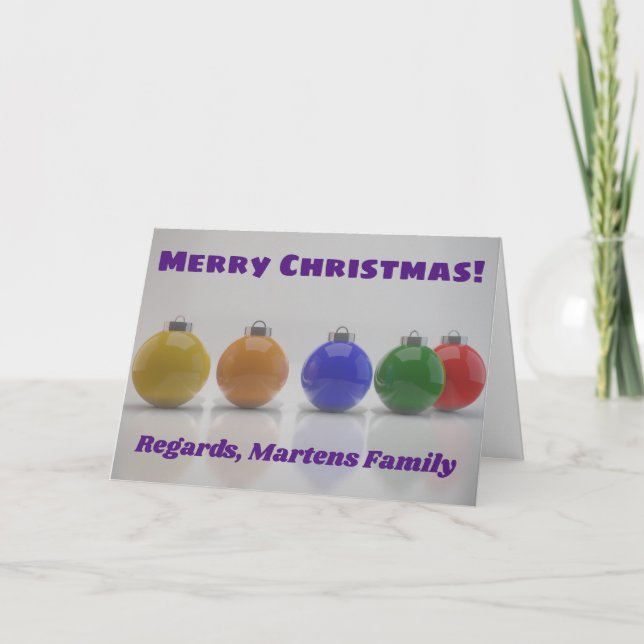 Personalized Text Colourful Ornaments Holiday Card (Front)
