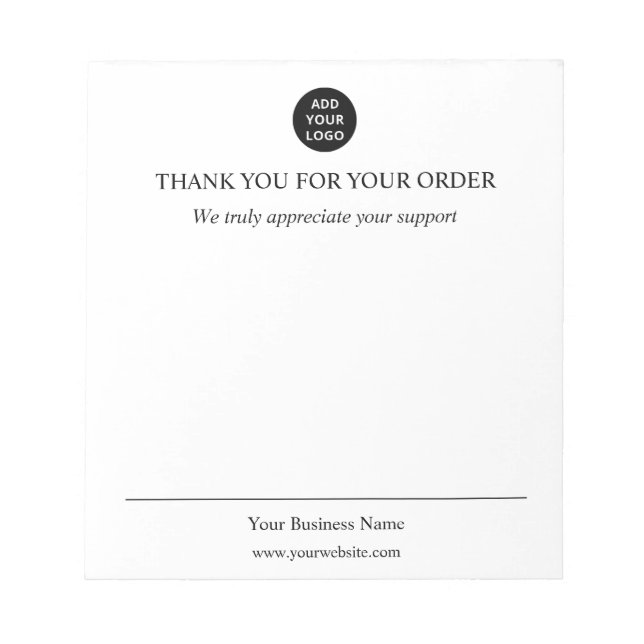 Personalized Thank You Business Notepad (Front)