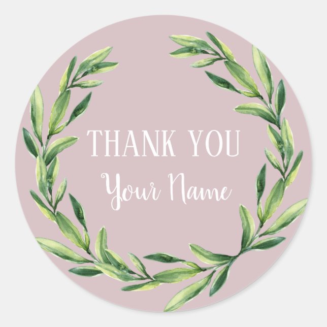 Personalized Thank You Flower Wreath label (Front)