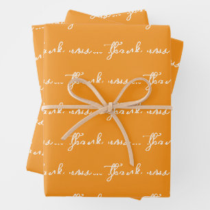 PERSONALIZED THANK YOU STYLISH MODERN ORANGE WRAPPING PAPER SHEET