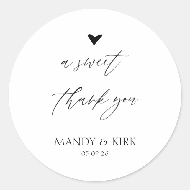 Personalized Thank You Wedding Favor Sticker (Front)