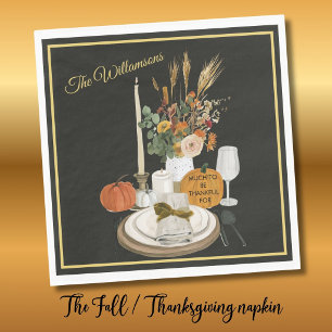 PERSONALIZED THANKSGIVING AUTUMN FALL NAPKIN