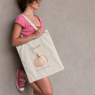 Personalized Thanksgiving – Fall Pumpkin Thankful  Tote Bag