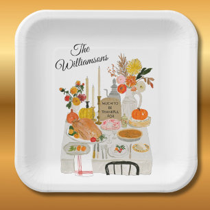PERSONALIZED THANKSGIVING TABLE  PAPER PLATE