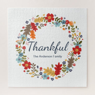 Personalized Thanksgiving Thankful Fall  Jigsaw Puzzle