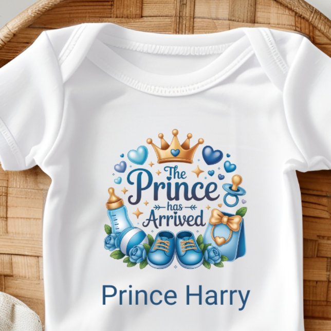 Personalized The Prince Has Arrived Baby Bodysuit (Creator Uploaded)