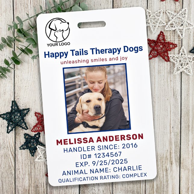 Personalized Therapy Dog Animal Photo ID Badge (Creator Uploaded)