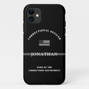 Personalized Thin Silver Line Corrections Officer Case-Mate iPhone Case