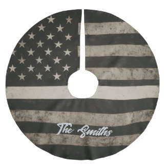 Personalized Thin White Line EMS Brushed Polyester Tree Skirt