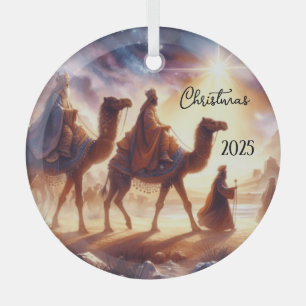 Personalized Three Wise Men Caravan  Glass Tree Decoration
