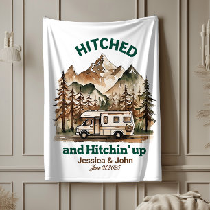 Personalized throw couples wedding blanket, camp