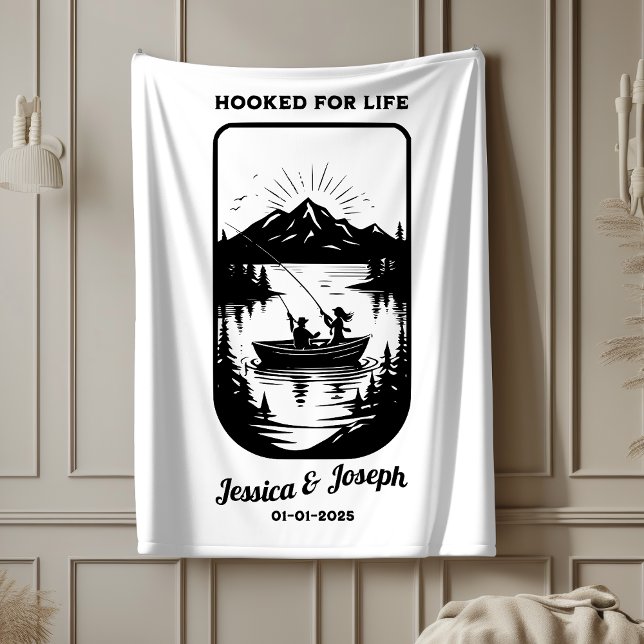Personalized throw, couples wedding blanket, fish sherpa blanket (Creator Uploaded)