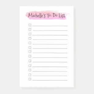 Personalized To do list checklist watercolor Post-it Notes
