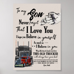 Personalized To My Son Trucker Poster From Dad Nev