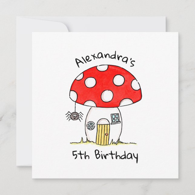 Personalized Toadstool & Spider Invitation (Front)