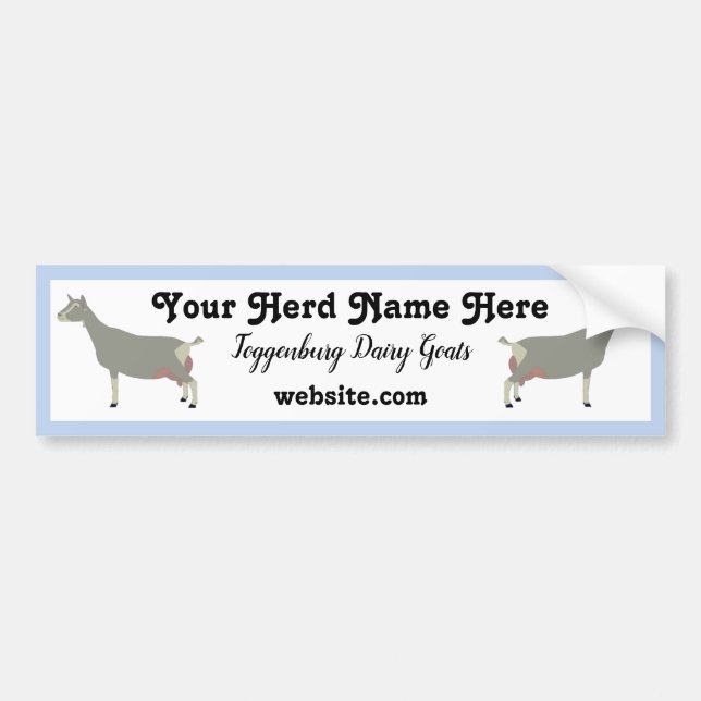 Personalized Toggenburg Dairy Goat Bumper Sticker (Front)