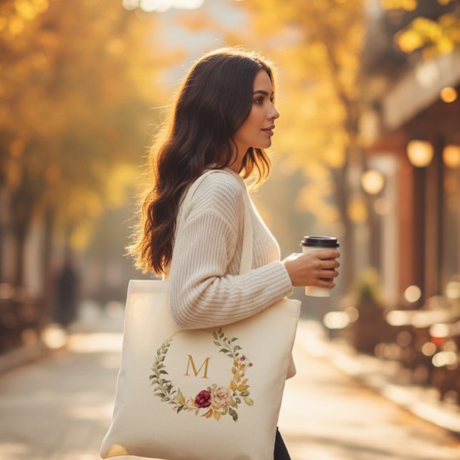 Personalized Tote Bag  Monogram Autumn Floral  (Creator Uploaded)