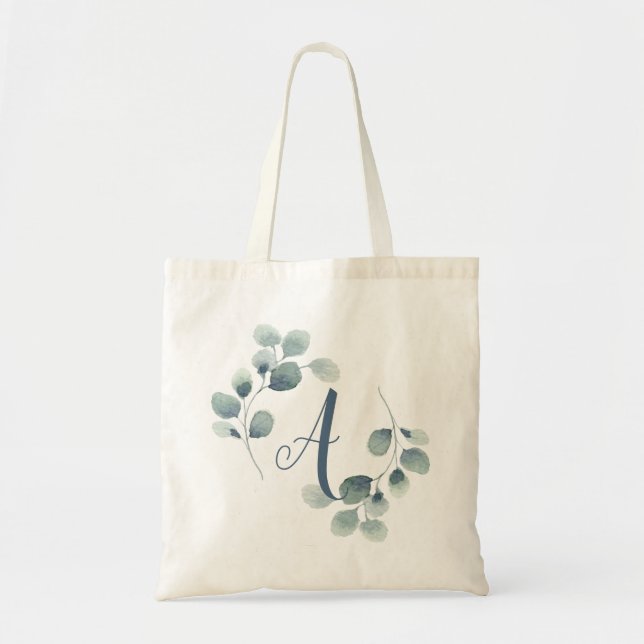 Personalized Tote Eucalyptus Calligraphy (Front)