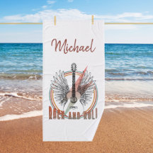 Personalized towel Rock and Roll, guitare 