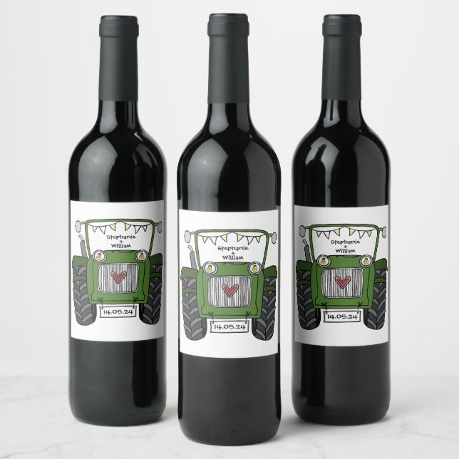 Personalized Tractor Country Wedding Bottle Label (Bottles)