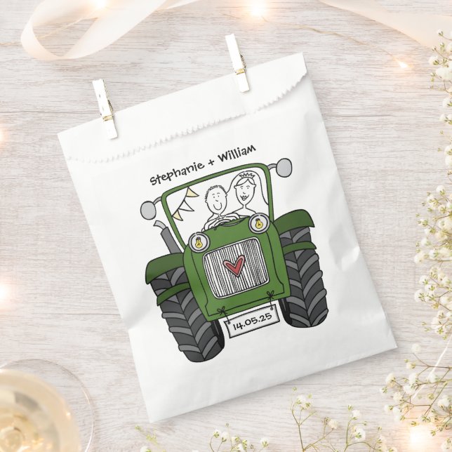 Personalized Tractor Country Wedding Favor Bag (Clipped)