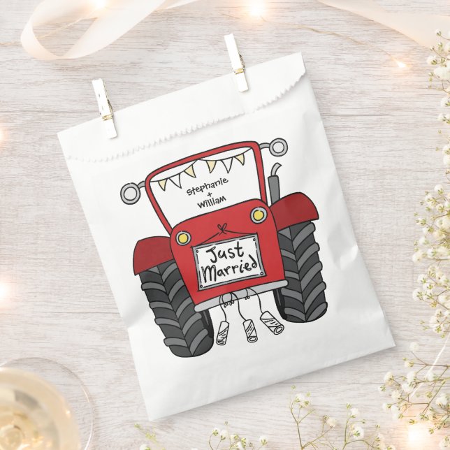Personalized Tractor Country Wedding Favor Bag (Clipped)