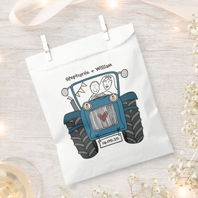 Personalized Tractor Country Wedding Favor Bag (Clipped)