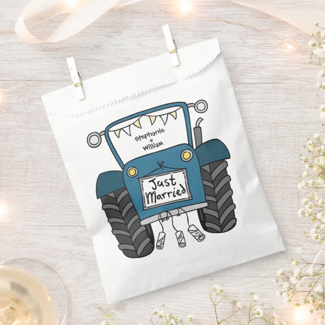 Personalized Tractor Country Wedding Favor Bag (Clipped)